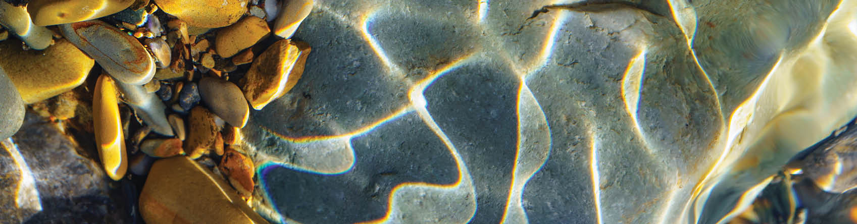 a photo of stones below water